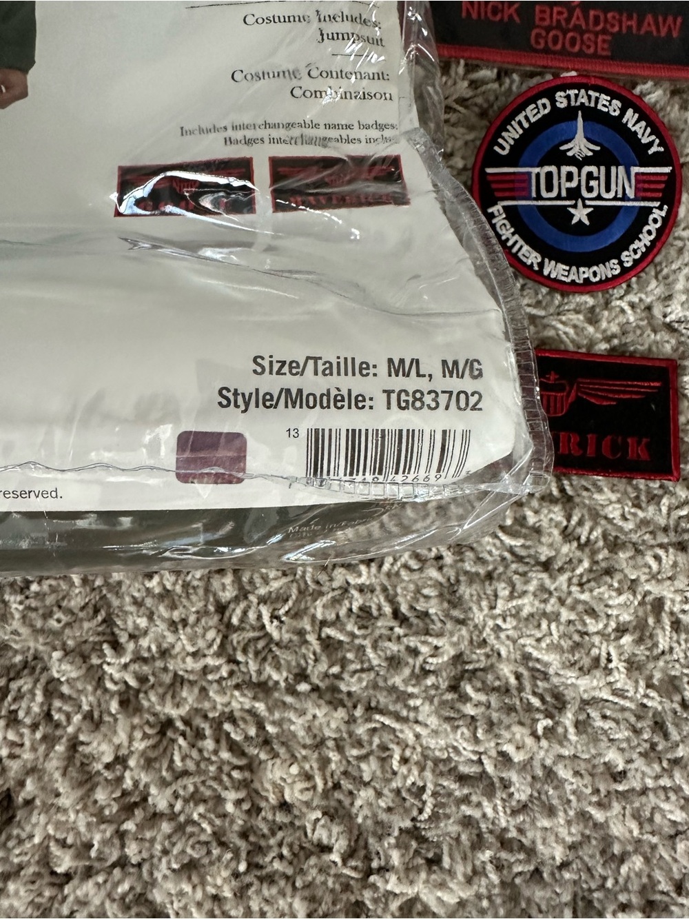 Men’s Top Gun Maverick/Goose Flight Suit Costume - Picture 3 of 5